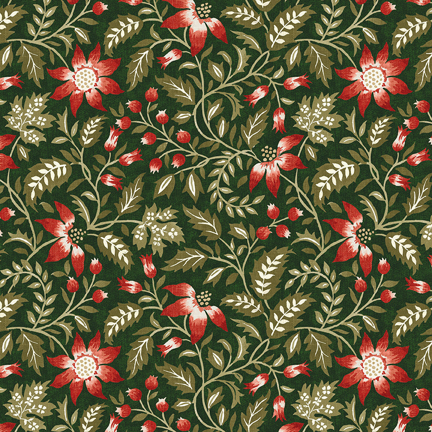 Tales of Yuletide Poinsettia Floral – Forest | Laura Ashley | 50% Deposit Preorder | June 2027