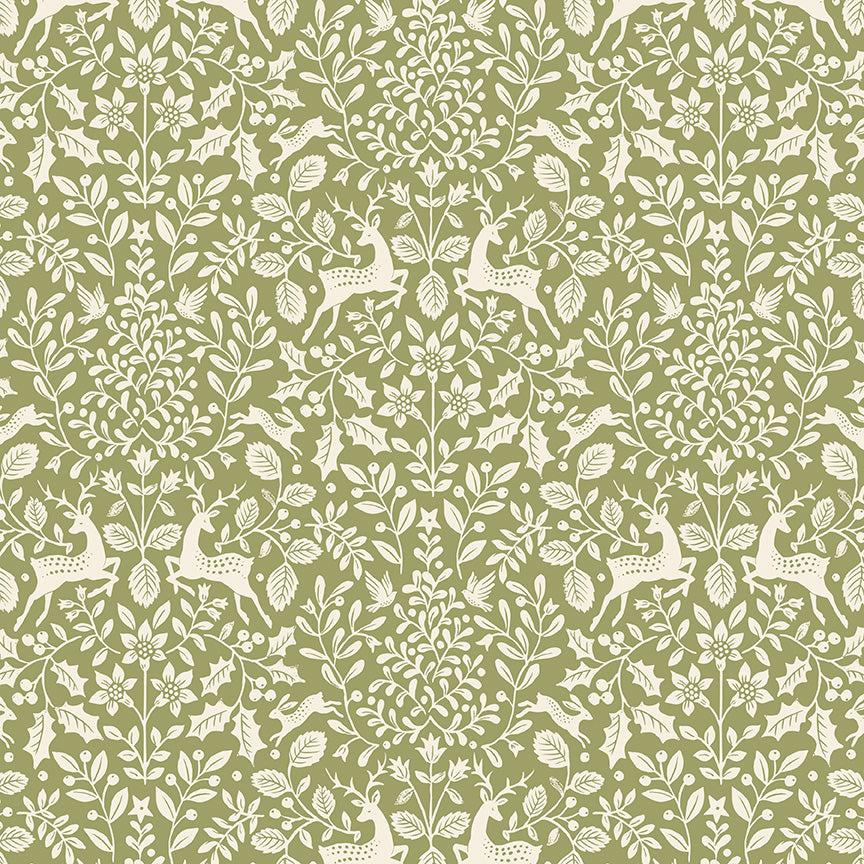 Tales of Yuletide Woodland Damask – Green | Laura Ashley | 50% Deposit Preorder | June 2027