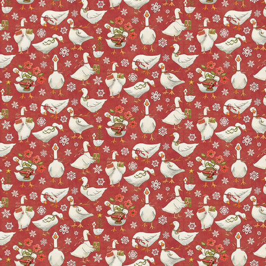 Waddle’s Christmas Panel Quilt Backing Set – Geese Red | 4½ Yards | 50% Deposit Preorder | May 2027