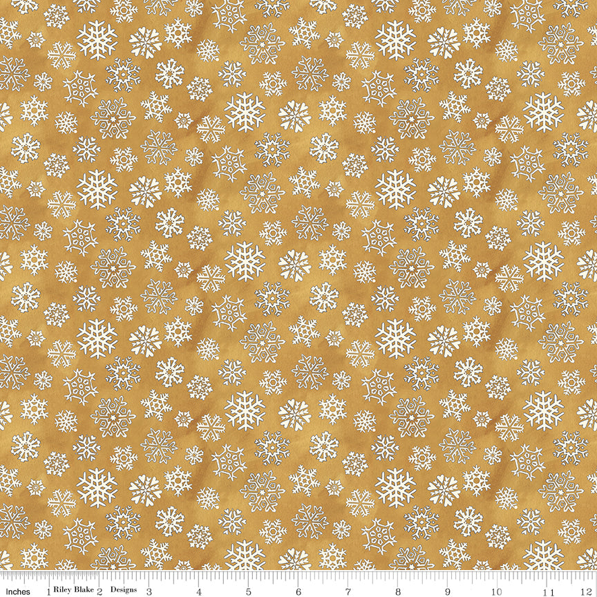 Teresa Kogut Waddle's Christmas Snowfall Gold – Snowflakes on Texture – C19292-GOLD – 50% Deposit May 2027 Preorder
