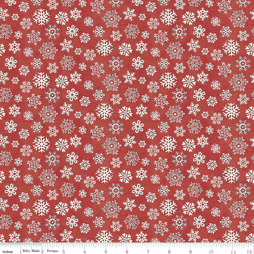 Teresa Kogut Waddle's Christmas Snowfall Red – Snowflakes on Texture – C19292-RED – 50% Deposit May 2027 Preorder