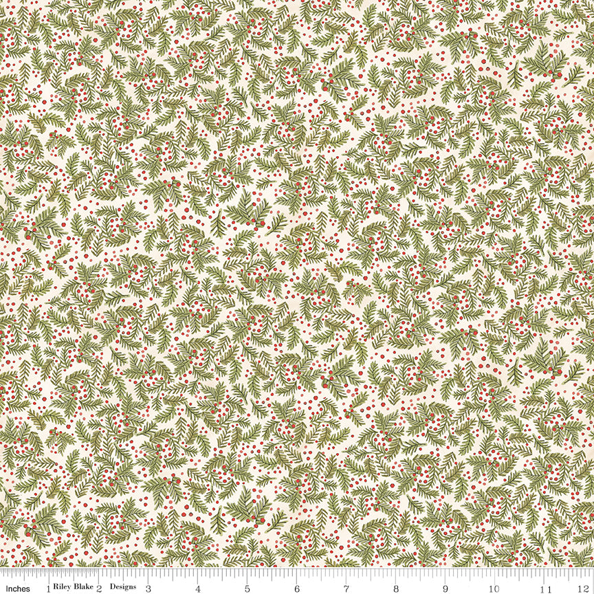Teresa Kogut Waddle's Christmas Pine & Berries Cotton – Pine Sprigs & Berries – C19295-COTTON – 50% Deposit May 2027 Preorder