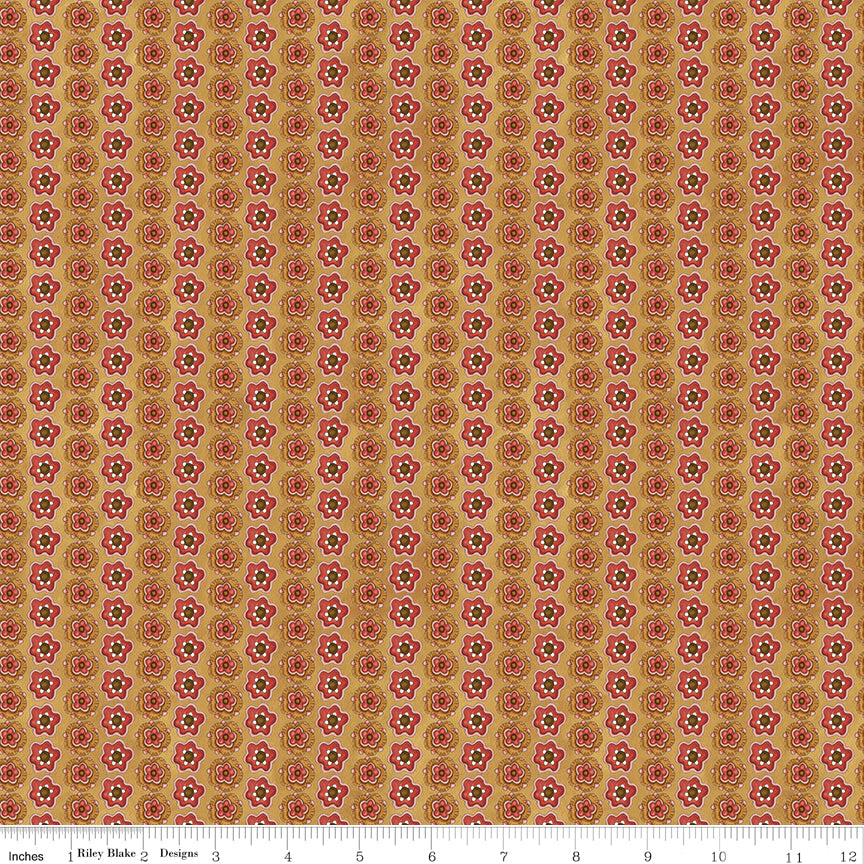 Teresa Kogut Waddle's Christmas Floral Stripe Gold – Floral Stripe – C19296-GOLD – 50% Deposit May 2027 Preorder