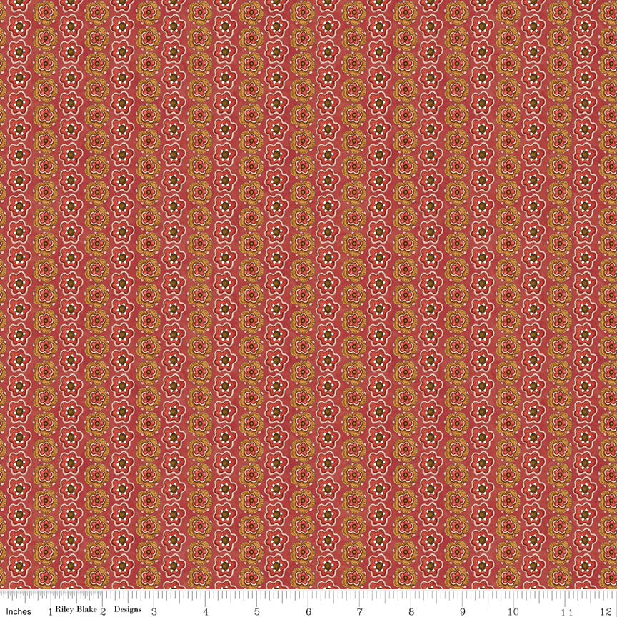 Teresa Kogut Waddle's Christmas Floral Stripe Red – Floral Stripe – C19296-RED – 50% Deposit May 2027 Preorder