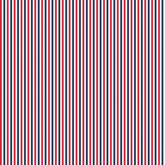Stripes Patriotic by The RBD Designers | Red, White & Blue 1/8" Stripe | Quality Quilting Fabric