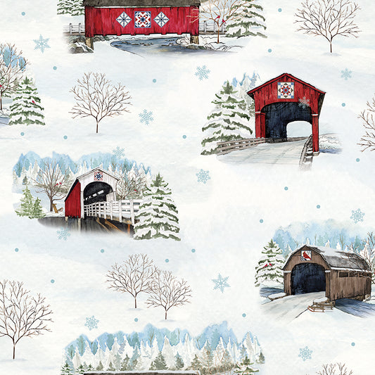Covered Bridges in Winter Backing Set – Snowflakes Quilt | July 2026 Preorder