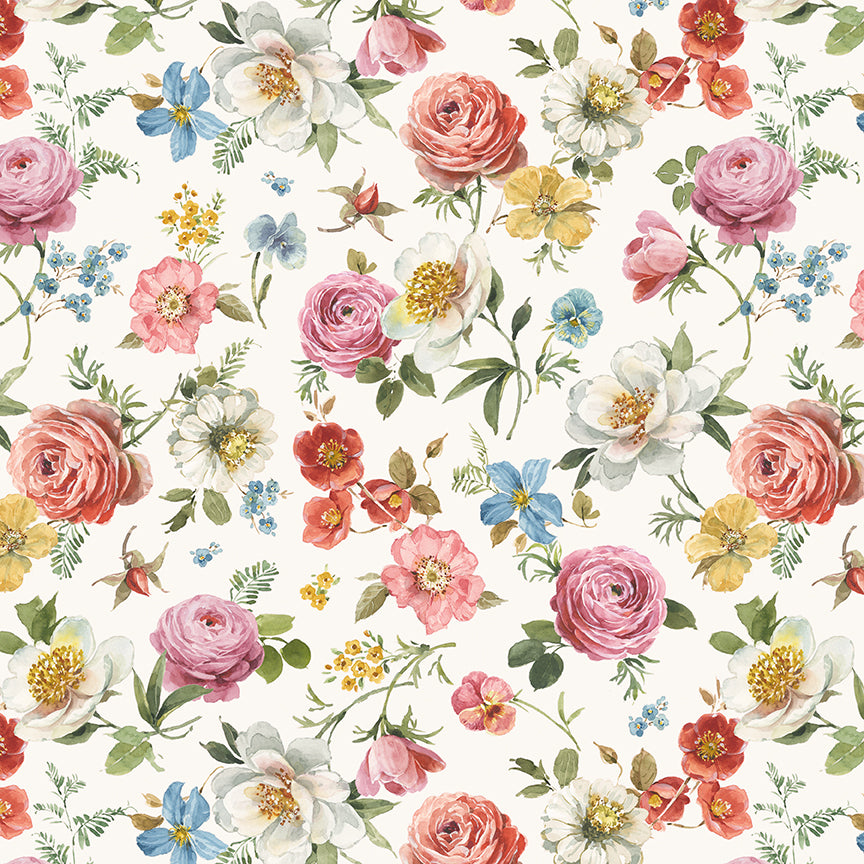 Petals in Pastel Quilt Backing Set – Little Garden Path Cream Floral | 3¾ Yards | 50% Deposit Preorder | April 2027