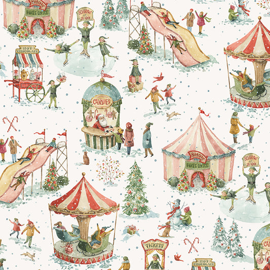 Santa’s Fair Winter Fair Scenery Yardage – Cloud | Lisa Audit | 50% Deposit Preorder | May 2027