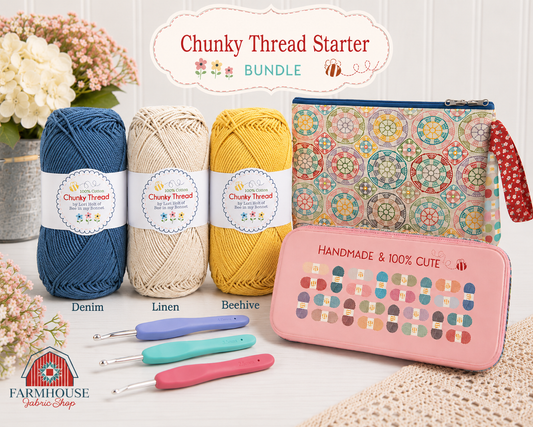 Chunky Thread Starter Bundle – Denim Colorway | Lori Holt | Crochet Starter Kit