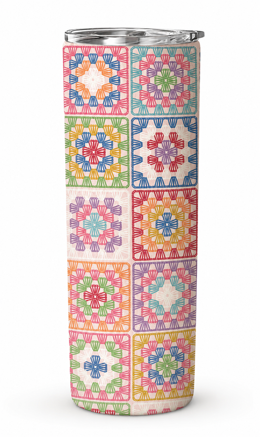 Lori Holt Crochet Tumbler | 20 oz Stainless Steel Tumbler | Bee in my Bonnet | Riley Blake Designs