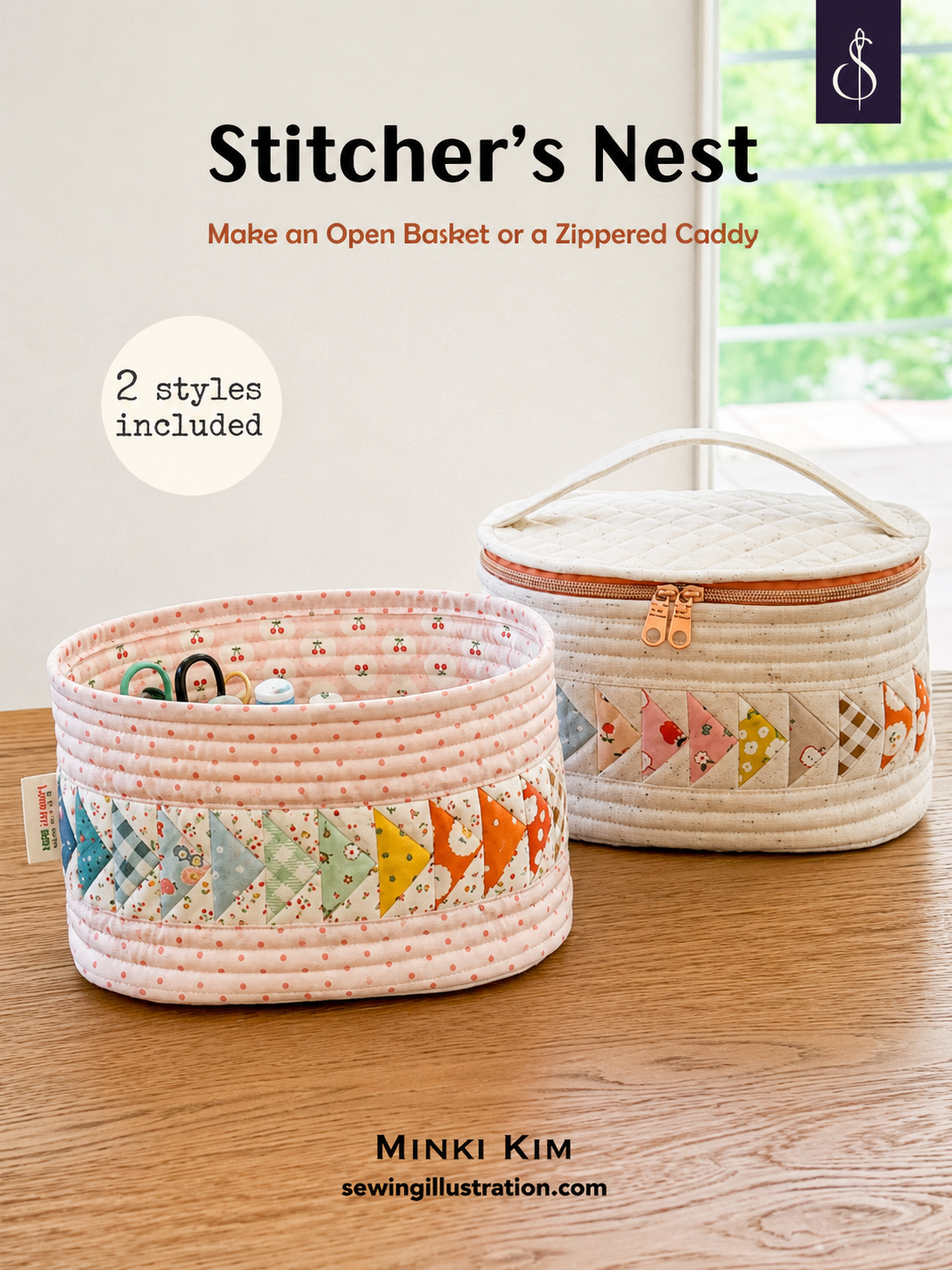 Stitcher's Nest Pattern | Open Basket &amp; Zippered Caddy | Minki Kim | In Stock
