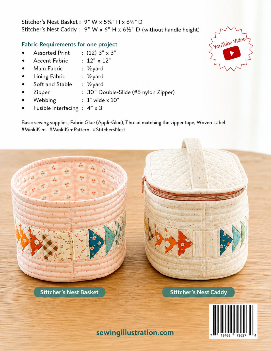 Stitcher's Nest Pattern | Open Basket &amp; Zippered Caddy | Minki Kim | In Stock