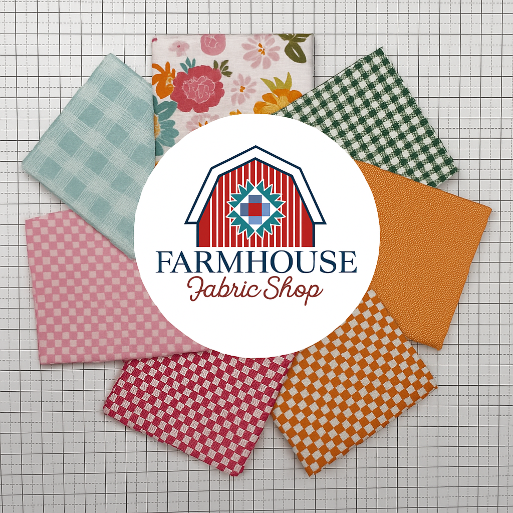 Farmhouse Curated Fat Quarter Bundle – Inspired by Summer Skies and Fireflies | Pinks, Teals & Oranges – 7 Piece Riley Blake Designs Collection