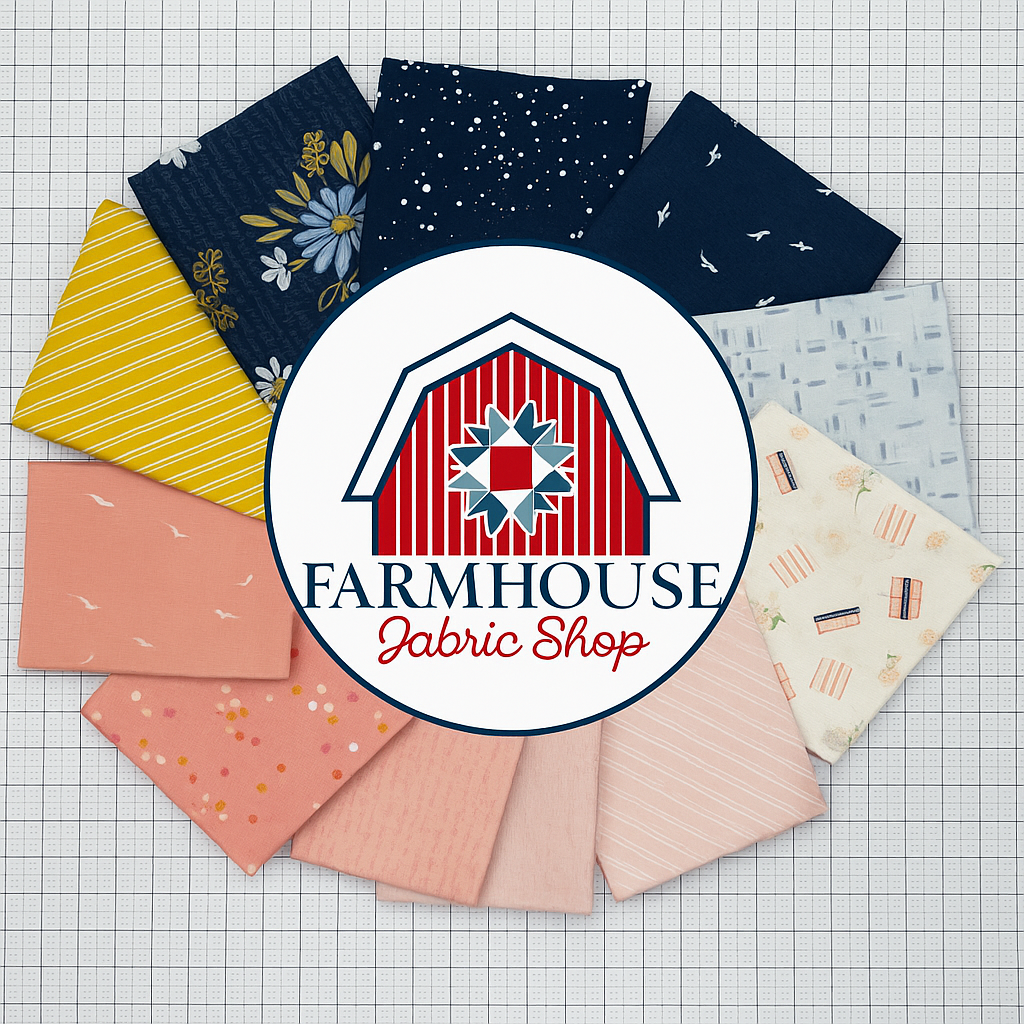 Farmhouse Curated Fat Quarter Bundle – Between the Pages (Navy Colorway) – 10 Piece Set – Riley Blake Designs