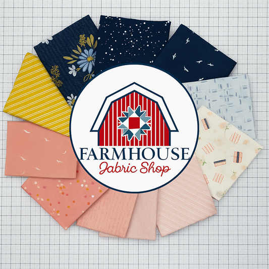 Farmhouse Curated Fat Quarter Bundle – Between the Pages (Navy Colorway) – 10 Piece Set – Riley Blake Designs