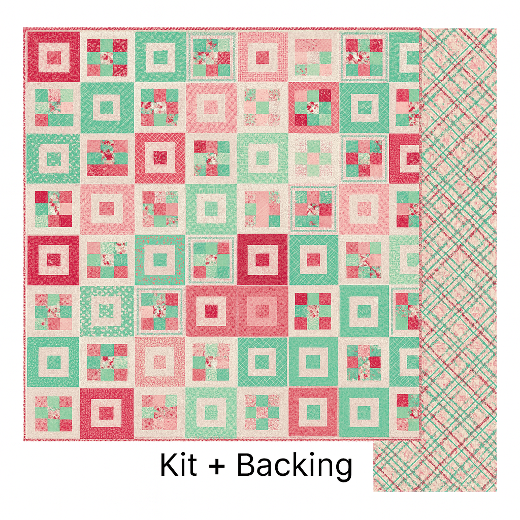 PREORDER – Shortcake Quilt Kit in Berry & Sage with Binding + Backing Option – Lori Holt (Throw Size 56" x 64")