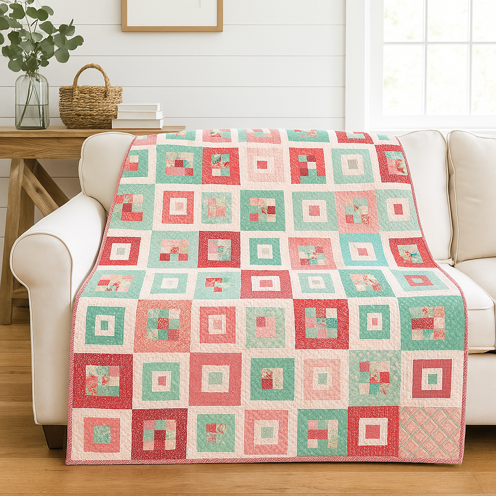 PREORDER – Shortcake Quilt Kit in Berry & Sage with Binding + Backing Option – Lori Holt (Throw Size 56" x 64")
