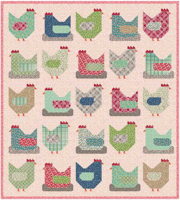 Chickens Quilt Kit – Cluck Cluck Sew – Farmer’s Daughter by Lori Holt – 67x74 Quilt