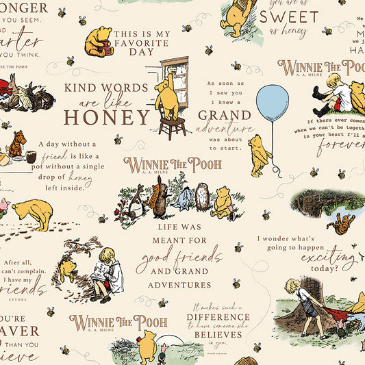 Preorder – Winnie the Pooh Flannel – Cream – Echo Park Paper Co. – Riley Blake Designs – 100% Cotton Double Napped – 43"/44"