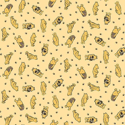 Preorder – Winnie the Pooh & Bumblebees Flannel – Sunshine – Echo Park Paper Co. – Riley Blake Designs – 100% Cotton – 43"/44"