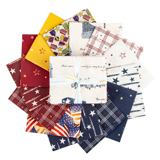 Preorder - American Honor Fat Quarter Bundle – 13 Precut Pieces | Patriotic Fabric by Vicki Gifford for Riley Blake Designs