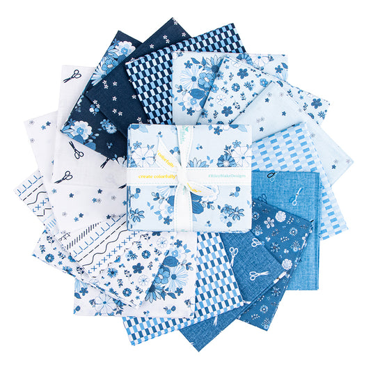 Preorder - Blue Blooms & Threads Fat Quarter Bundle | Christopher Thompson | Riley Blake Designs | 16pcs