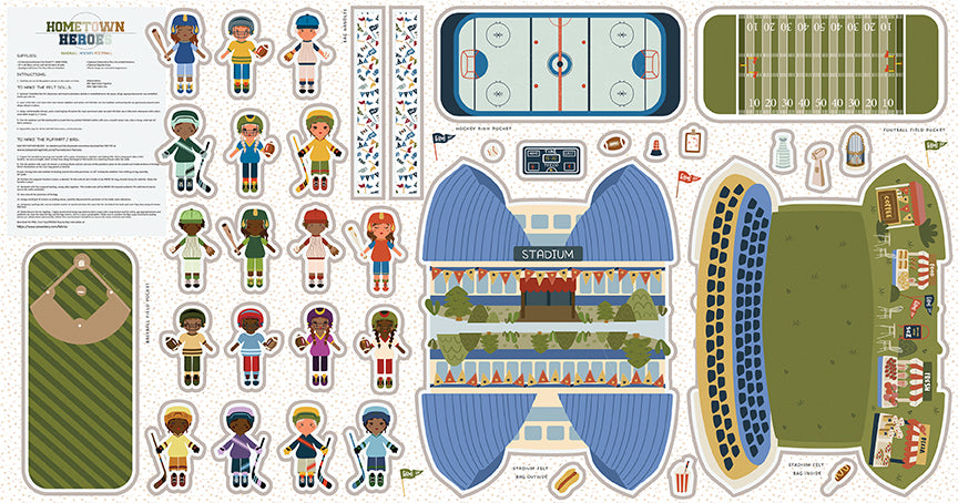 Hometown Heroes Play Stadium Felt Panel – 50% Deposit January 2027 Preorder | Hometown Heroes by Jennifer Long for Riley Blake Designs