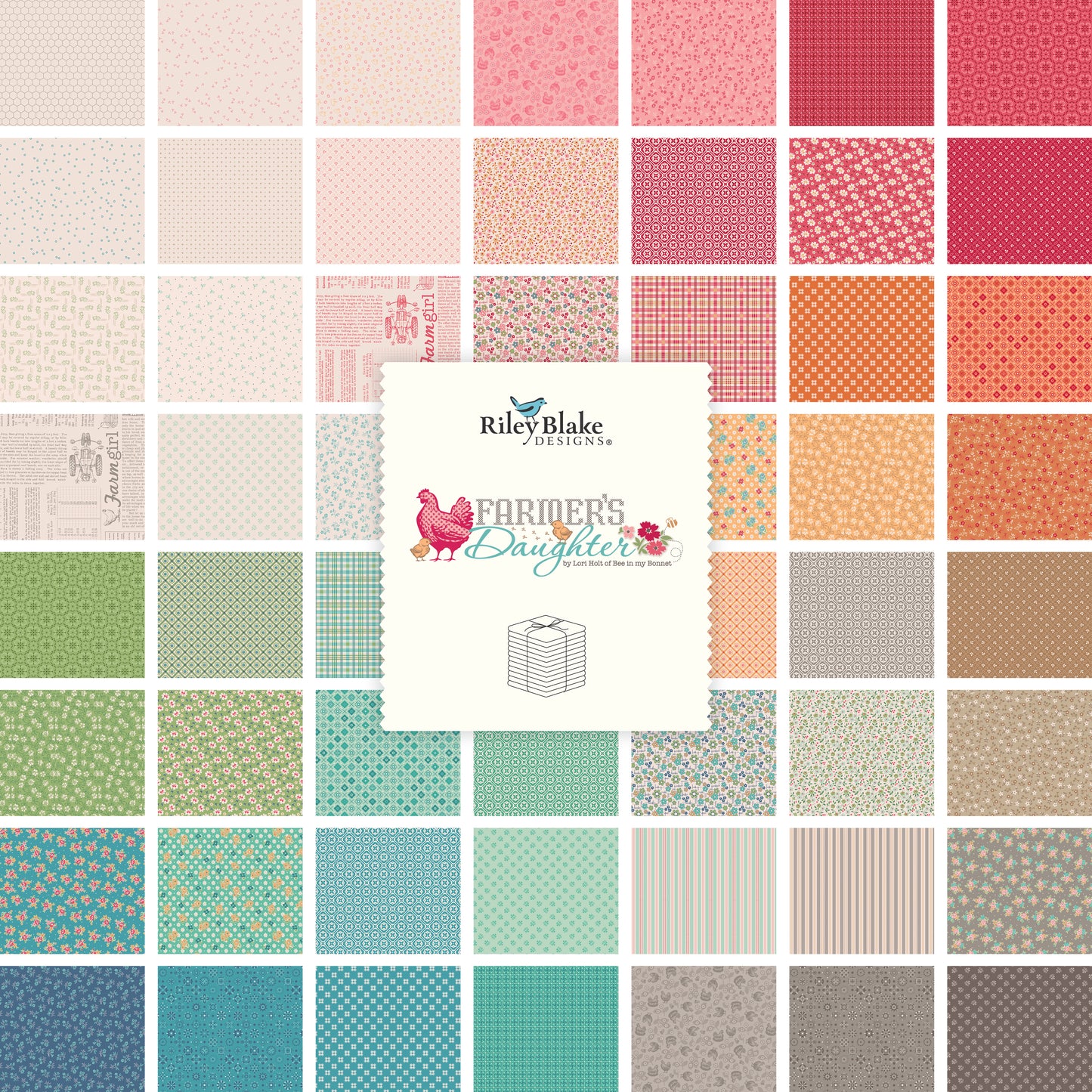 Farmer’s Daughter Fat Quarter Bundle – 54 Pieces by Lori Holt for Riley Blake Designs (FQ-17160-54)