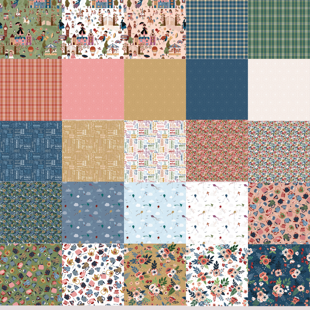 Preorder - A Spoonful of Sugar Fat Quarter Bundle – 25 Piece Precut Set – FQ-17080-25 – Jennifer Long – Sew A Story – Riley Blake Designs