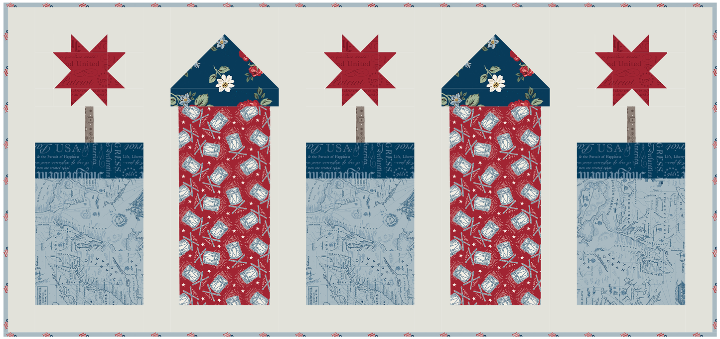 Firework Frenzy Table Runner Kit Featuring Independence by RBD Designers | 18" x 39"