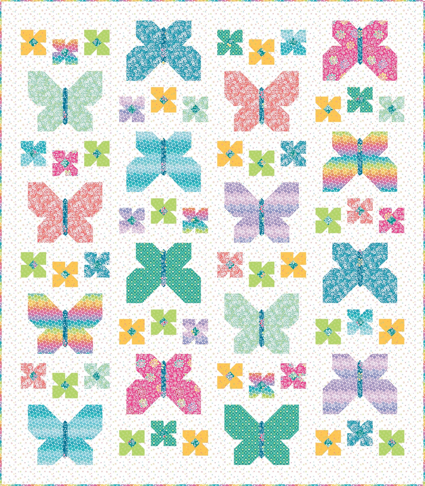 Flutterby Quilt Kit | Chasing Rainbows by Leslie Ryan | 67" x 76½" | 50% Deposit Preorder | July 2026