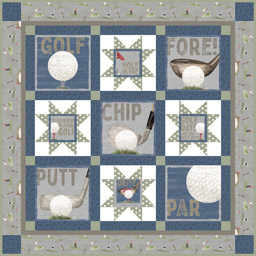 Greens & Fairways Golfing Panel Quilt Kit – 50% Deposit January 2027 Preorder - Tara Reed Riley Blake Designs