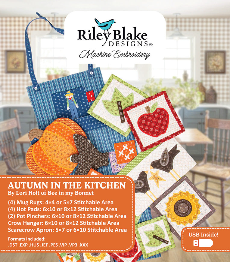 Autumn in the Kitchen Machine Embroidery USB | Lori Holt