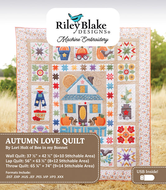 Autumn Love In-the-Hoop Quilt | Lori Holt Machine Embroidery
