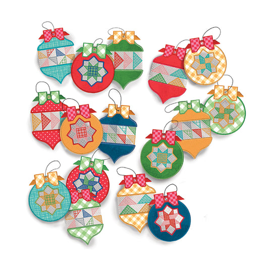 Preorder — Lori Holt Home Town Holiday Patchwork Ornaments Machine Embroidery USB (16 Designs) — Arriving August 2026