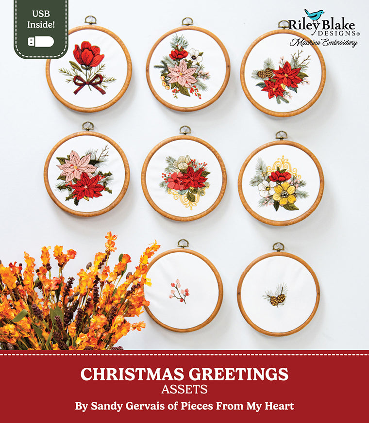 Christmas Greetings Machine Embroidery Assets – Sandy Gervais | 50% Deposit Preorder | October 2026