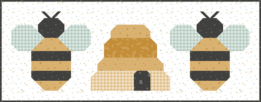 Bee Humble Table Runner Kit – Bees and Blossoms by Lindsey Weight – Primrose Cottage Quilts – Includes Fabric for Top, Binding &amp; Backing – November 2026 Preorder – 50% Deposit
