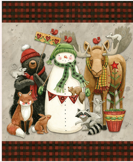 Northern Christmas Folk Art Forest Animals Quilt Panel – Teresa Kogut – Preorder (Riley Blake Designs)