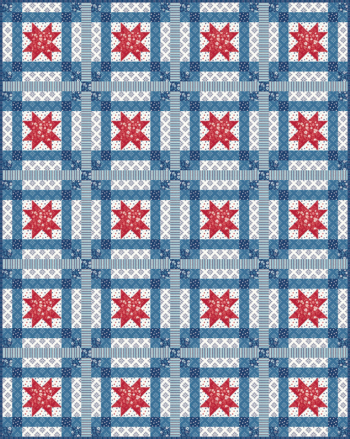 Star Spangled Plaid Quilt Kit Featuring Star-Spangled Garden by My Mind’s Eye for Riley Blake Designs - 50% Deposit February 2027 Preorder