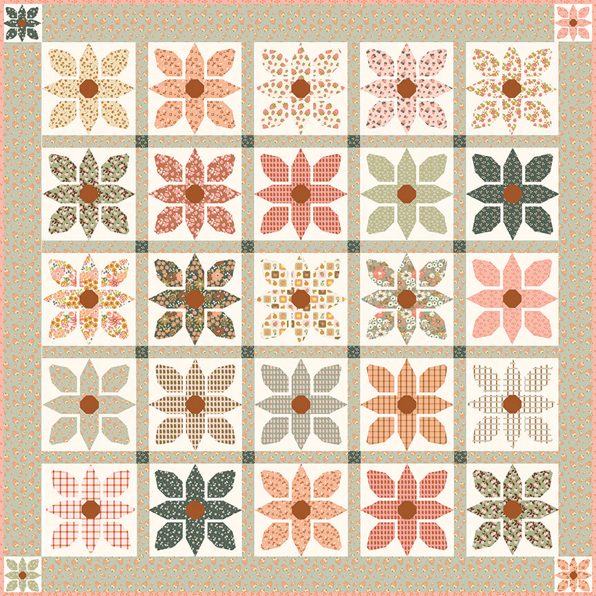 Sun-Kissed Orchard Quilt Kit – Orchard Blooms | 65" x 65" | Foundation Paper Pieced | 50% Deposit Preorder | May 2027
