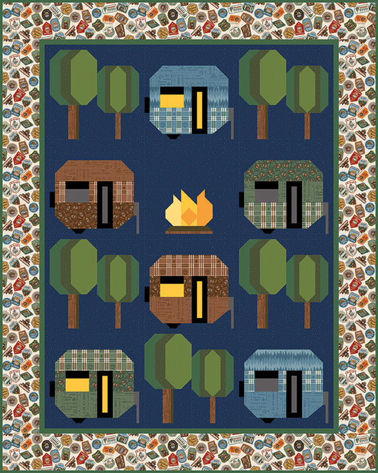 Smokey’s Campground Quilt Kit – Keep It Green Smokey Bear | 71" x 89" | 50% Deposit Preorder | May 2027