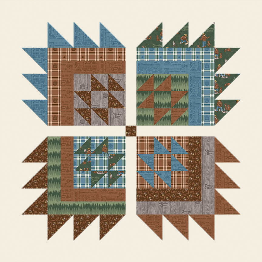 Bear Camp Quilt Kit – Keep It Green Smokey Bear | 60" x 60" | 50% Deposit Preorder | May 2027