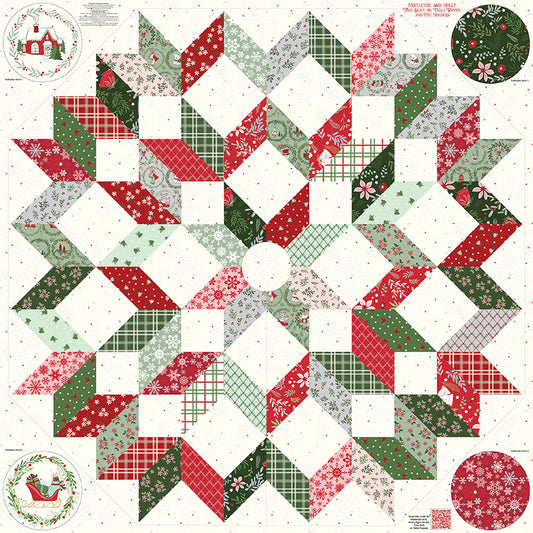 Mistletoe and Holly Tree Skirt and Pot Holder Panel | Beverly McCullough for Riley Blake Designs – 54" x 54" Christmas Fabric Panel