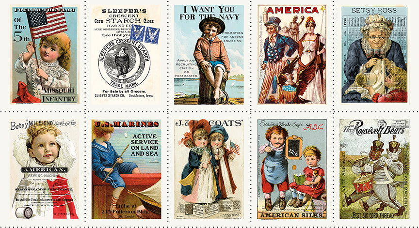 Sew America Preorder - Patriotic Ads Panel – 23.5" x 43.5" – PD17341-PANEL – J. Wecker Frisch – Riley Blake Designs