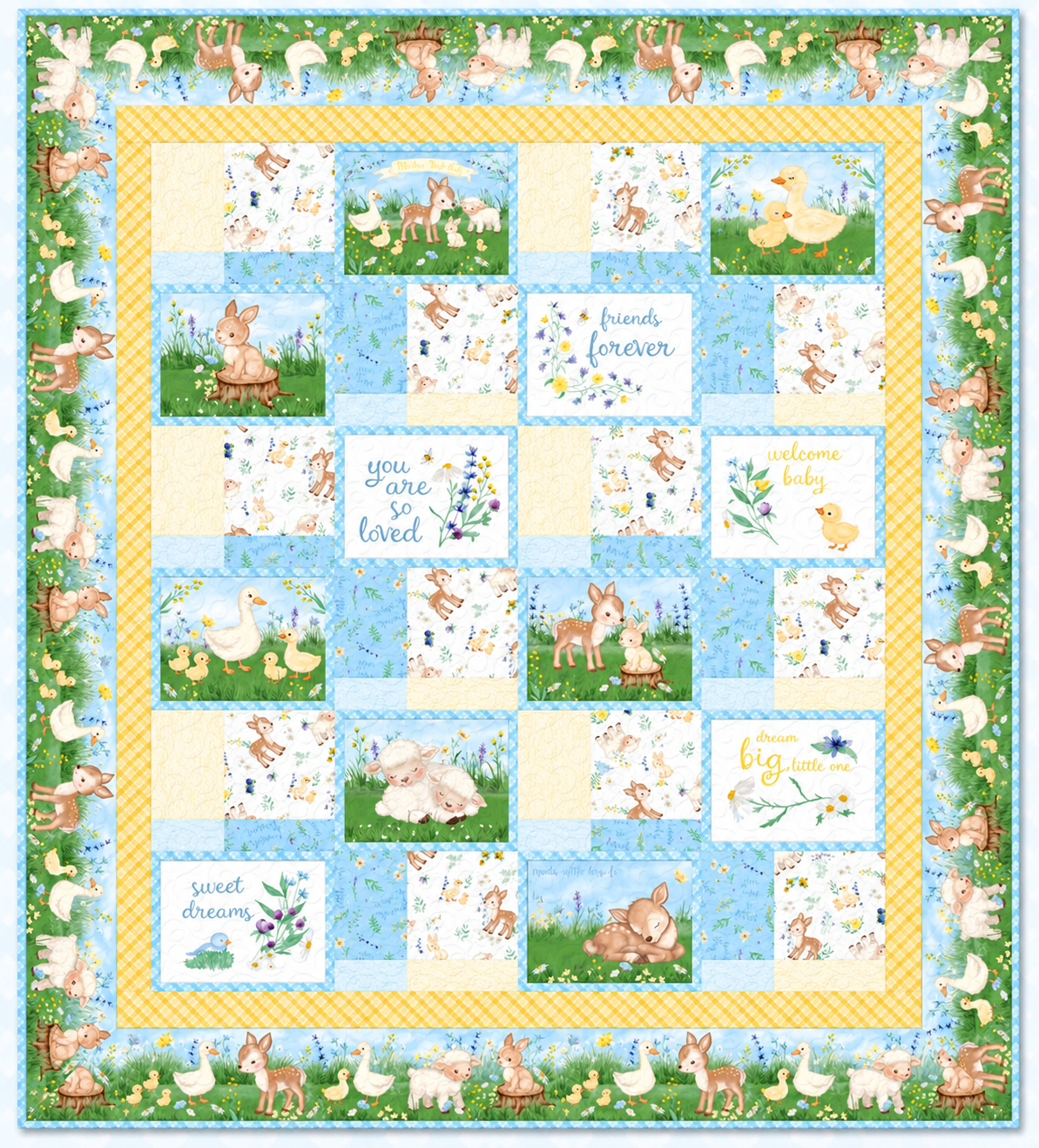 Jennifer Pugh Meadow Friends Throw Quilt Kit – 50% Deposit February 2027 Preorder