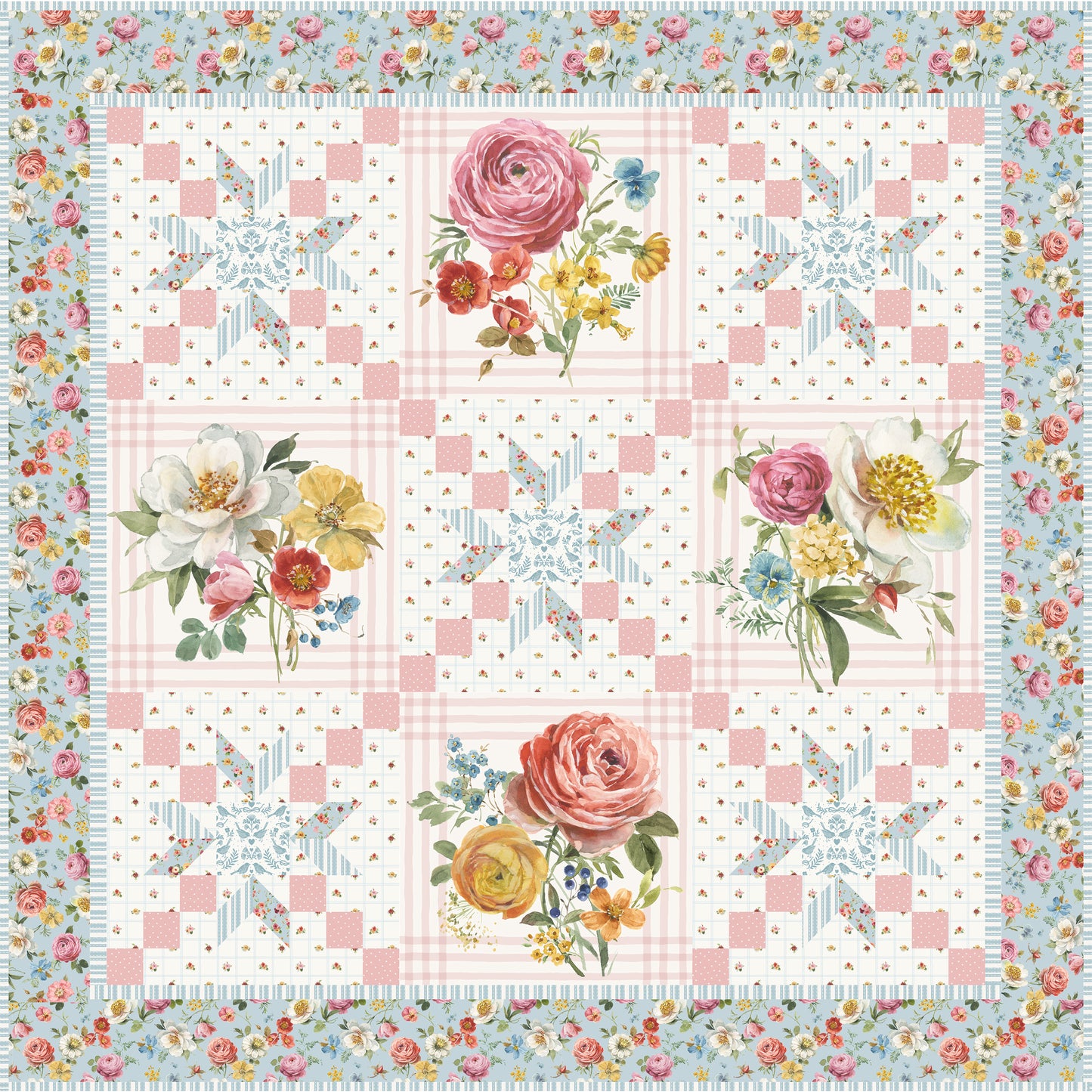 Petals in Pastel Quilt Kit – Little Garden Path by Lisa Audit | 59½" x 59½" | 50% Deposit Preorder | April 2027