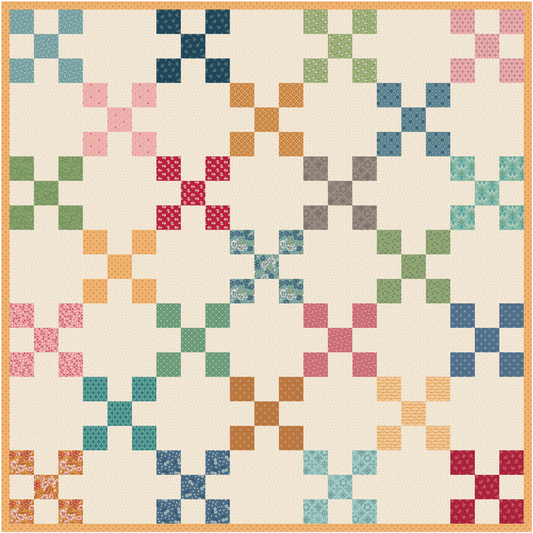 Primrose Square Queen Quilt Kit Featuring Family Reunion by Lori Holt – Finished Size 94" x 94" - 50% Deposit December 2026 Preorder