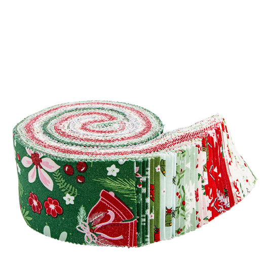 Mistletoe & Holly Rolie Polie – 40 Precut 2½" Strips by Beverly McCullough for Riley Blake Designs