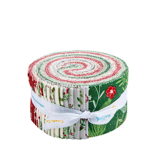 Mistletoe & Holly Rolie Polie – 40 Precut 2½" Strips by Beverly McCullough for Riley Blake Designs