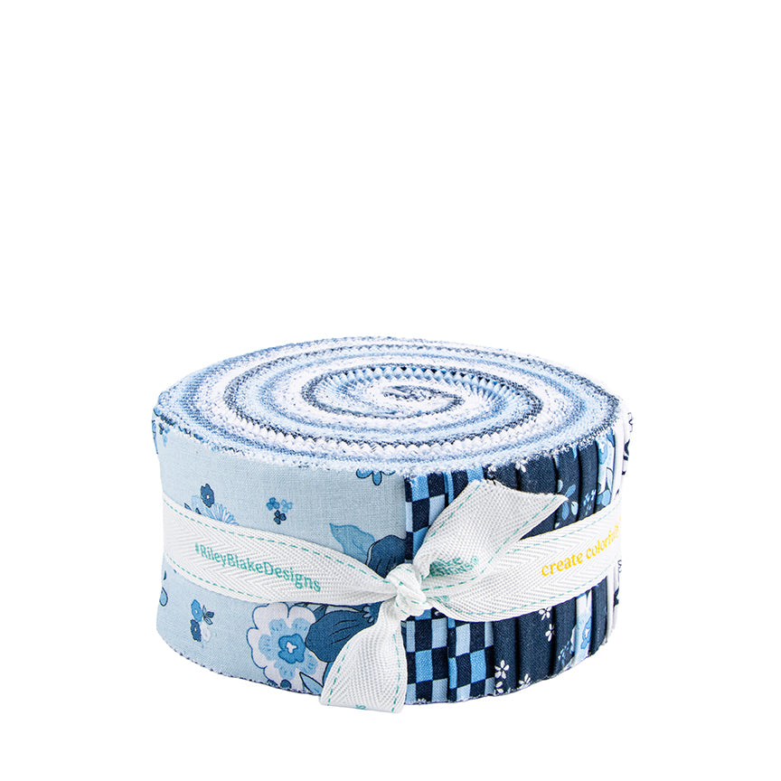 Preorder - Blue Blooms and Threads – 2 1/2" Rolie Polie (40 Strips) | Christopher Thompson | Riley Blake Designs